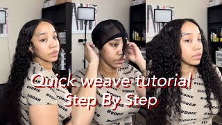 NO HEAT MIDDLE PART QUICK WEAVE TUTORIAL  WATER WAVE BUNDLES [upl. by Releehw]