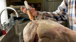 Injecting A Turkey With Tony Chacheres Butter Jalapeno [upl. by Corvin]