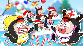 Five Little Penguins Jumping on the bed 🐧🐧🐧Christmas Song  2D Billions Kids Songs [upl. by Aletse]