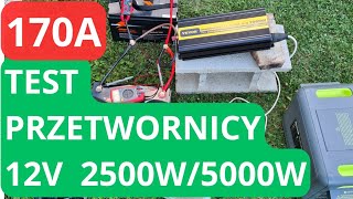 170A DC Przez Godzinę Test PRZETWORNICY 12V 2500W5000W Vevor [upl. by Stern]