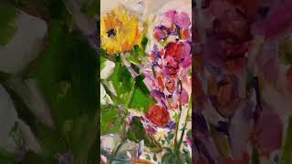 Sunflower and roses art oilpainting flowers [upl. by Pierro756]