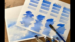 COBALT BLUE A BRIEF HISTORY amp COMPARING 4 Brands Loose Watercolor Painting Watercolour Swatching [upl. by Ailuj]