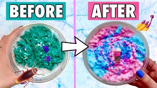 Fixing My WEIRDEST SLIMES 😱😳  Slime Makeover How to Make Slime DIY [upl. by Noyar]