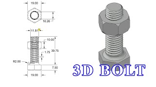 How to drawing 3D Bolt and Nut in AutoCAD AutoCAD 3D AutoCAD Tutorial Sketches [upl. by Eojyllib]