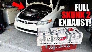 SKUNK2 ALPHA HEADER  MEGAPOWER RR EXHAUST INSTALL  FA5 Civic Si [upl. by Zarihs18]