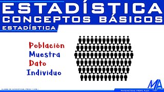 Conceptos básicos de estadística  Población muestra dato individuo [upl. by Danika]