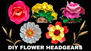 5 DIY FLOWER costume Tutorial  How to Make a Beautiful DIY Flower Headgears for Fancy dress [upl. by Ing904]