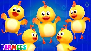 Five Little Chickens Jumping On The Bed  More Nursery Rhymes And Baby Songs [upl. by Athalia972]