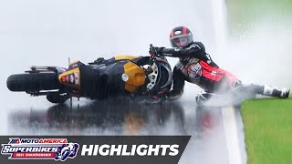 INSANE Motorcycle Race In The Rain MotoAmerica HONOS Superbike Race 1 Highlights at Alabama 2021 [upl. by Cirtap]