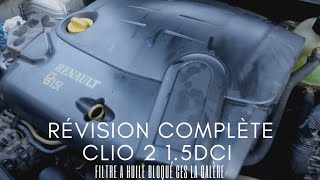 révision complète clio 2 15dci vidangefiltre [upl. by Aynekal524]