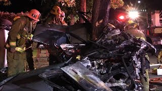 Quadruple Fatal Crash  Northridge RAW FOOTAGE [upl. by Nywrad]