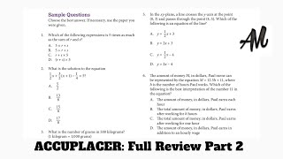 Accuplacer Math Section Review Full Studyguide Part 2 [upl. by Reginald]