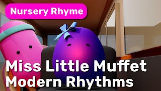 Little Miss Muffet with lyrics  Modern Melody  Plush Monsty Nursery Rhymes and Kids Songs [upl. by Elurd]