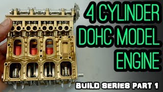 TECHING 4 Cylinder DOHC Model Engine  Build Series Part 1 [upl. by Yanehs]