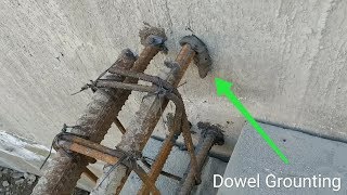 Dowel Grouting Process in RCC wall in construction site [upl. by Mccormac]