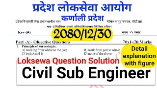 Sub engineer loksewa question solution  20801230  Karnali pradesh loksewa Civil engineering king [upl. by Amitarp]