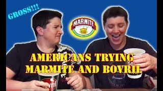 Americans New Englanders trying Bovril and Marmite [upl. by Annayi]