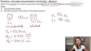 Dilution Example How to Calculate the Concentration of a Diluted Solution [upl. by Drew488]