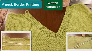 How To Knit V Neck Border  V Shape Neck Knitting With Two needles  Knitting V Neck With Subtitles [upl. by Daas]