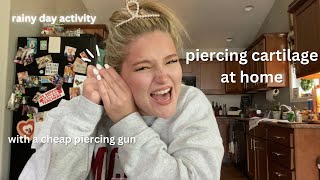 Piercing my cartilage with a 5 piercing gun Rainy Day Activities [upl. by Ayit75]