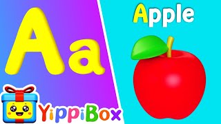 Phonics Song with TWO WORDS  A for Apple  ABC Alphabet Song with Sounds YippiBoxRhymes [upl. by Idaf]