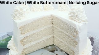 HOW TO MAKE WHITE VELVET CAKE  White Buttercream WITHOUT Icing sugar [upl. by Kenon975]