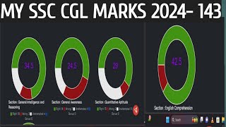 SSC CGL MARKS 2024 143  CGL PRE MARKS 2024  RANK IQ MARKS [upl. by Lashoh449]