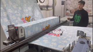 Fully automatic blanket sewing machine blanket hemming machine [upl. by Ahsinnek548]