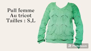 Tuto tricot Pull femme col V au tricot  partie 3 [upl. by Egroej]