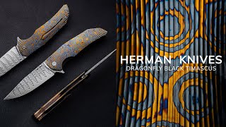 FOLDING KNIFE FOLDER DRAGONFLY 296 BLACK TIMASCUS DAMACORE FULL DRESS HERMAN KNIVES [upl. by Namya612]