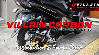 VILLAIN CARBON EXHAUST installed on Honda Airblade 150 [upl. by Kloster]