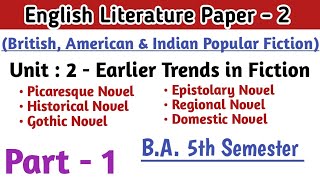 BA 5th semester English literature paper 2 unit 2 notes Earlier Trends in Fiction part 1 notes [upl. by Steen]