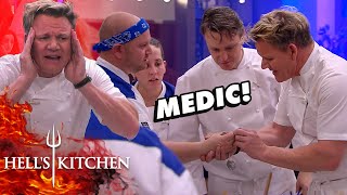 Chef Shouts For Medic Medic Can’t Find The Cut  Hells Kitchen [upl. by Boulanger845]