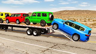 Flatbed Truck Mcqueen  Transportation with Truck  Pothole vs Car 206  BeamNGDrive [upl. by Cissie]