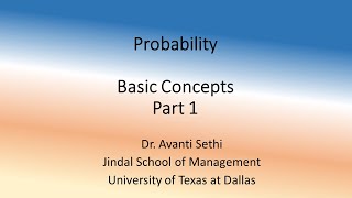 Probability Concepts  Part 1 [upl. by Kelcie]