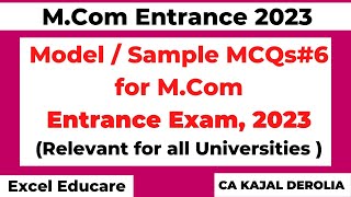 Model Paper for MCom Entrance 2023  Mcom Entrance Practice Set 2023  Part 6  CUET  DUET  All [upl. by Nicki423]