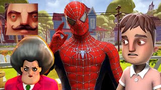 Hello Neighbor  New Secret Neighbor Summer Scary Teacher Aaron SpiderMan History Gameplay [upl. by Acirne478]