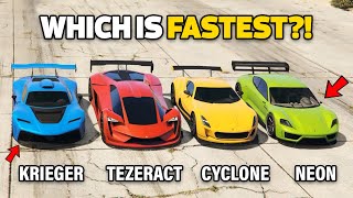 GTA 5 ONLINE  KRIEGER VS TEZERACT VS CYCLONE VS NEON WHICH IS FASTEST [upl. by Notsob]