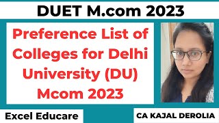 DUET PG 2023  MCom Entrance Exam 2023  Preference List  CUET PG 2023  Delhi University [upl. by Airot]