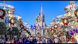 Magic Kingdom Christmas Decorations Day and Nighttime [upl. by Einial391]