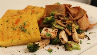 Vegan Polenta Cakes with Stirfried Veggies and Tofu Chips  Sanjeev Kapoor Khazana [upl. by Hamlet587]