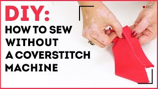 How to sew without a coverstitch machine Working with a knit fabric on a household sewing machine [upl. by Nere413]