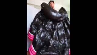 Black long down puffy coat with a hood Moncler long down jacket Длинный пуховик Moncler [upl. by Llemrej]