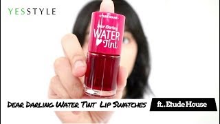 Etude House Dear Darling Water Tint Lip Swatches  YesStyle Korean Beauty [upl. by Aihsemat]