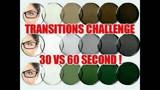 Perubahan Warna Lensa Transitions dalam 30 vs 60detik di Bawah Paparan Sinar UV [upl. by Cianca]