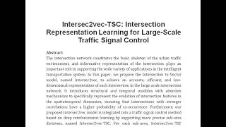 Intersec2vec TSC Intersection Representation Learning for Large Scale Traffic Signal Control [upl. by Moriyama169]