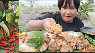 SPECIAL VALENTINE SPICY CHICKEN LIVER  GIZZARD MUKBANG  TINY RED CHILLIES amp RAW VEGETABLES🌶️🌶️🌶️ [upl. by Eniladam]