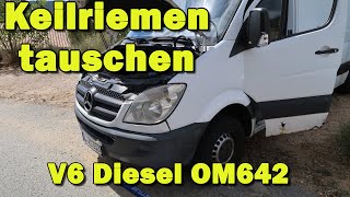 Auf Tour möglich Keilriemen tauschen am V6 Diesel Sprinter 318319 [upl. by Ynad]