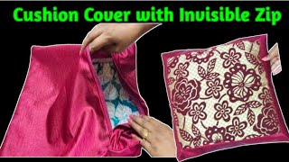 Cushion Cover with Zip  Cushion Cover Making  How to Make Cushion Covers with Zip [upl. by Nariko672]