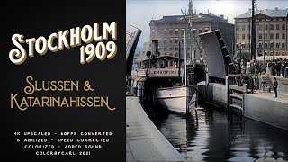 Stockholm 1909 Slussen amp Katarinahissen  Remastered 4K 60fps [upl. by Bennir55]